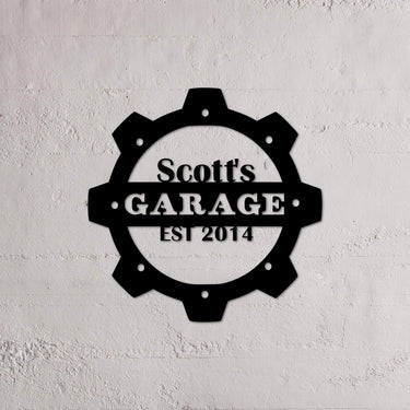 Name Garage Sign with Est Year | Custom Metal Wall Art | Personalized Birthday or Christmas Gift for Husband, Dad, Brother or Boyfriend